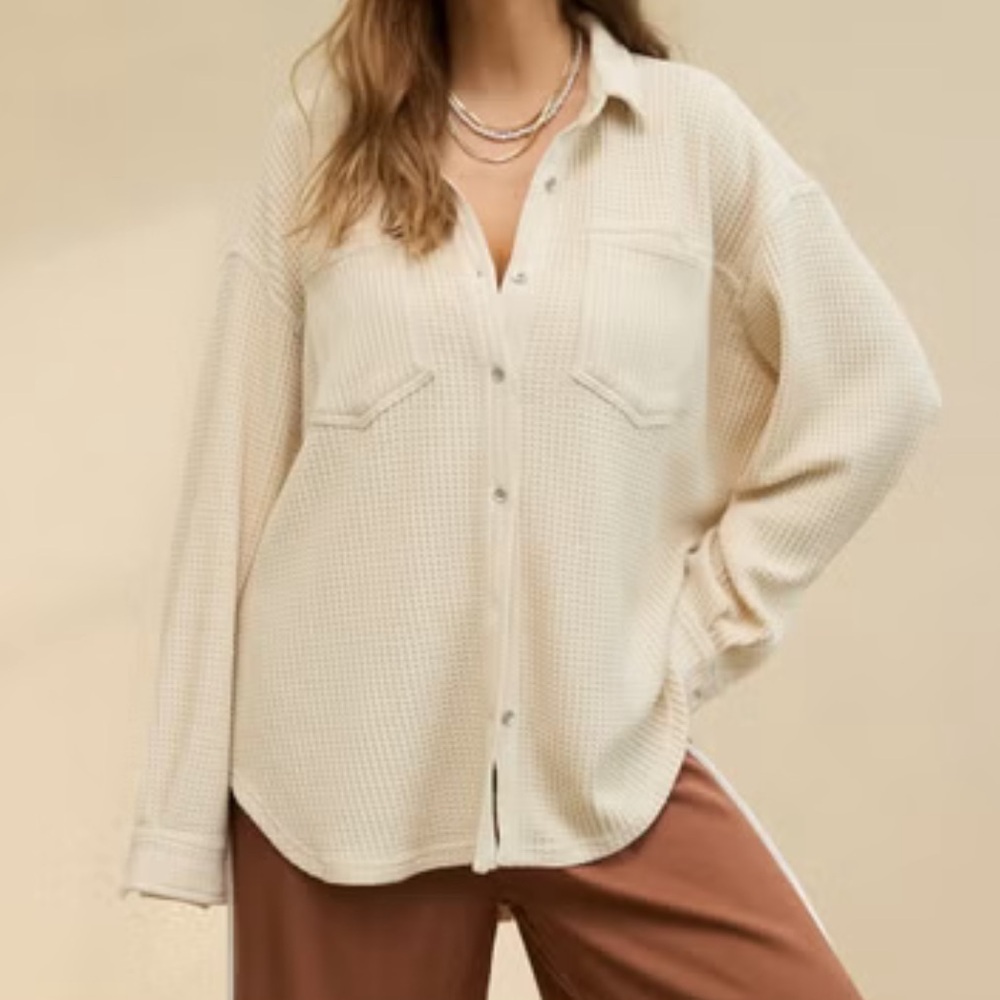 Aerie Anytime Fave Waffle Shirt sz M NWT